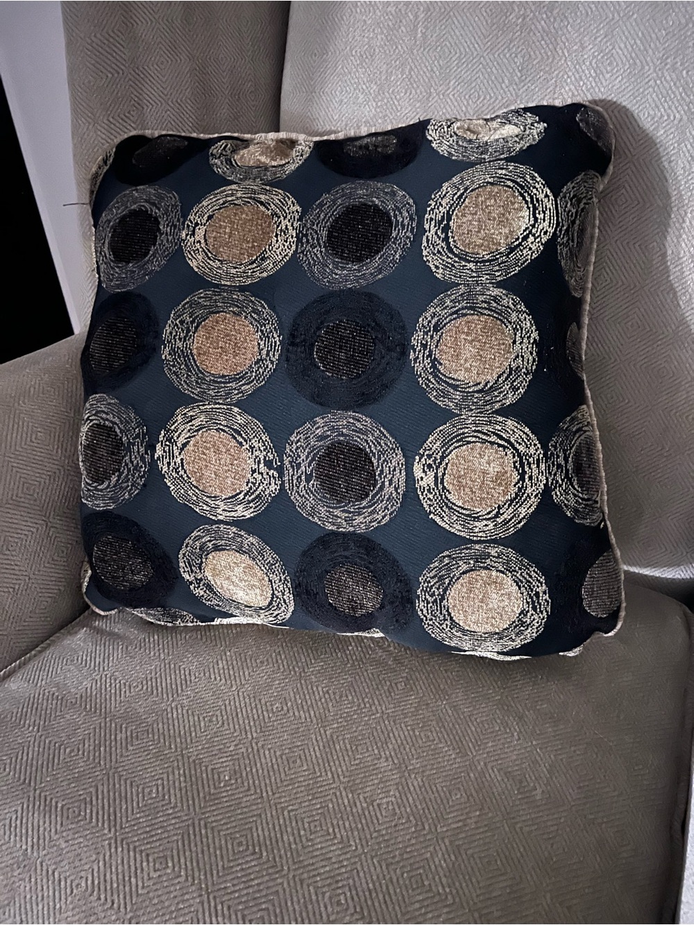 Decorative Black and Gold Circular Pattern Throw Pillow - Unbranded